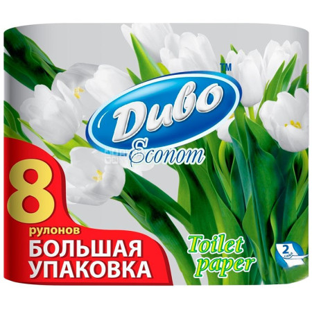 Туалетная бумага Диво Econom 8 рул. Обухов 2-х слойная целлюлоза белая 